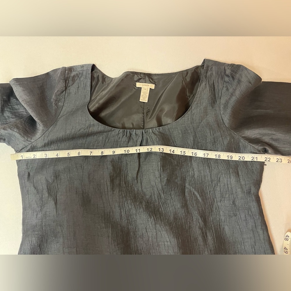 J. Crew Dark Grey Dupioni Silk Blend Shift Dress / Pockets - 14 - Picture 8 of 9